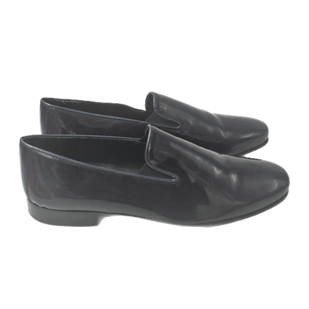 Duca by Matiste Navy Patent Leather Smoking Slipper Loafers Almond Toe Size 40 E